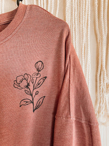 Wildflower w/ Sleeves Stamped Sweatshirt/Crewneck