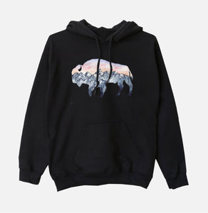 Sunset Mountain Buffalo Hoodies / Sweatshirt