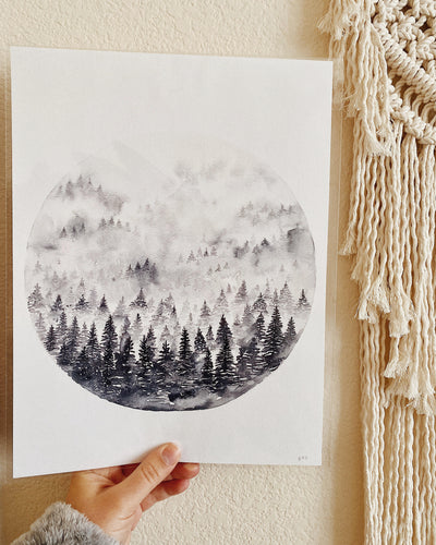 Circular Foggy Forest Print