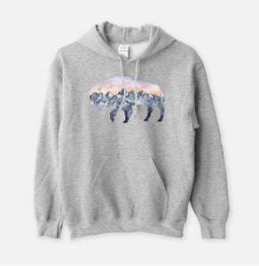 Sunset Mountain Buffalo Hoodies / Sweatshirt