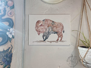 Earth Tone Watercolor Buffalo Piece